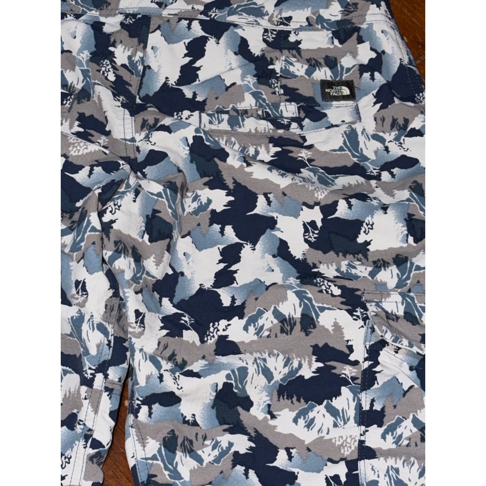 The North Face Capri Cargo Pants Women 4 Blue Mountain Camo Hiking Crop‎ Tie Hem - Picture 8 of 12